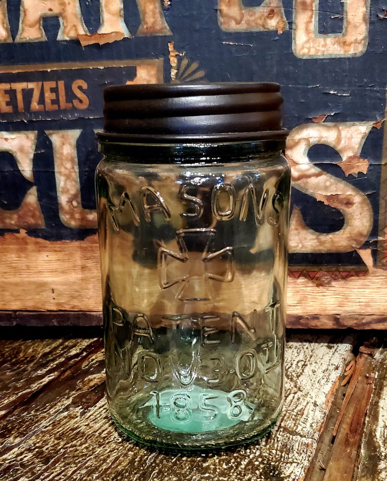 Pint Mason Jar Green Recycled Glass The Historic Village at Allaire